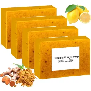 【NEW】3-18PCS Turmeric Kojic Acid Brightening Multi-Pack Soap - All-Skin Body Care Cleanser & Daily Body Wash, Fades Dark Spots, Acne Scars & Sun Spots, Boosts Radiance, Hydrating, Refreshing Lemon Scent, Supports Skin Repair